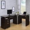 Coaster Home Furnishings - Skylar - Wood - L-Shaped Desk Set with Keyboard Tray, Mobile Filing Cabinet with Casters, Three Drawers - Transitional Style - Home Office - Cappuccino - 800891-S4 view 2
