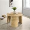 Coaster Home Furnishings - Artina - Woven Rattan and Wood - Round Coffee Table with Bracket-Style Legs and Banana Leaf Detail - Living Room - 36 Inches - Natural Brown - 708508 view 2