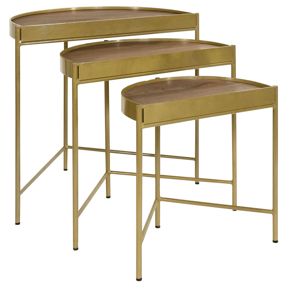 Coaster Home Furnishings Tristen 3-Piece Demilune Nesting Table Brown and Gold 936156