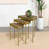 Coaster Home Furnishings Tristen 3-Piece Demilune Nesting Table Brown and Gold 936156 view 2