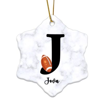 Guangpat Personalized Christmas Sports Ball Ornament Keepsake Ceramic Football Bauble Xmas Tree Decor Holiday Pendant Football Tag Christmas Boys Girls Stocking Stuffer Football Lover Gift 3 inch