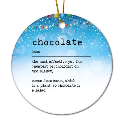 Guangpat Chocolate Definition Bauble Ceramic Round Word Ornament Xmas Party Decoration Holiday Porcelain Keepsake Stocking Stuffer Funny Souvenir Gift for Family Friends 3 inch