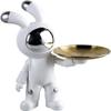 KarFri Key Tray Gold Decorative Tray Resin Space Rabbit Sculpture Statue Coffee Table Decor Home Decor Jewelry Organizer Tray Key Phone Watches Tray Candy Tray (Size : White a) view 1