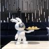 KarFri Key Tray Gold Decorative Tray Resin Space Rabbit Sculpture Statue Coffee Table Decor Home Decor Jewelry Organizer Tray Key Phone Watches Tray Candy Tray (Size : White a) view 3