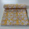 Kalap Indian Handmade Cotton Queen Kantha Quilt Traditional Twin Kantha Quilt Kantha Quilt Blanket Indian Kantha Queen Bedspreads Throw King Size Quilt Bed Cover (Yellow Block, Twin 90 X 60 inch) view 3