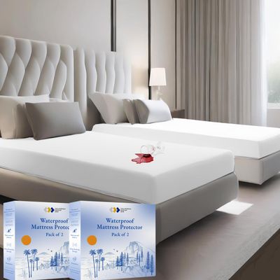 2-Pack Waterproof Mattress Protector for King Size Bed - Soft, Noiseless, Cooling, Deep Pocket Mattress Protector to Fit 8-20 inch Mattress