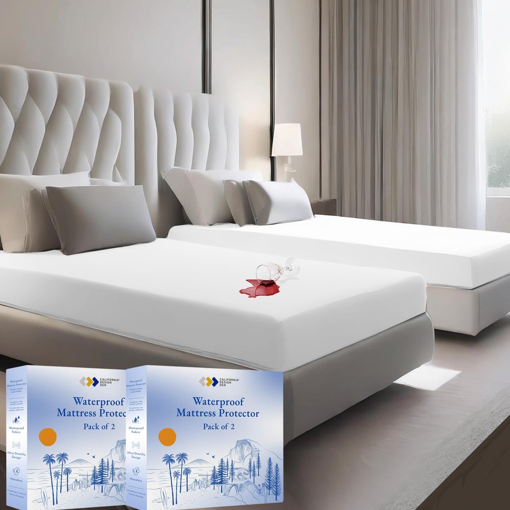 2-Pack Waterproof Mattress Protector for King Size Bed - Soft, Noiseless, Cooling, Deep Pocket Mattress Protector to Fit 8-20 inch Mattress