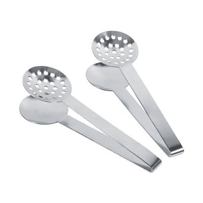 2PCS Tea Bag Squeezer, Stainless Steel Tea Bag Tongs Round Tiny Tongs with Comfortable Grip Tea Bags Strainer and Holder Dual Plate Design Gift for Tea Lovers Silver