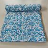 Kalap Indian Handmade Cotton Queen Kantha Quilt Traditional Twin Kantha Quilt Kantha Quilt Blanket Indian Kantha Queen Bedspreads Throw King Size Quilt Bed Cover (Turquoise Block, Twin 90 X 60 inch) view 3