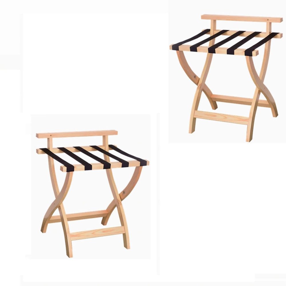 2-pack Foldable Suitcase Stand, Double-layer Suitcase Rack With 5 Sturdy Straps & 2-tier Design, Luggage Rack Can Be Loaded Up To 60Kg, Suitcase Rack for Guest Rooms & Hotels ( Color : Wood Color , Si