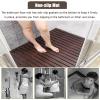 HDYZJQ Dark Brown Wood Shower Mats, Sturdy Non-Skid Bath Mats/Rectangle Foot Platform for Bathroom Tub Sink/Tiles Floors, Wooden Shower Mat, 16 20 24 32 36inch Wide(32inx40in(80cmx100cm)) view 2