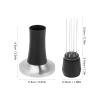 Espresso Coffee Stirrer, Professional Coffee Stirring Distribution Tool 2 in 1 Hand Presser Aluminum Alloy Handle Stand Needle Type Distributor for Home - Black (53mm) view 2
