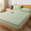 FCLDESHOP Machine Washable Mattress Topper,Solid Color Raw Cotton Waterproof Quilted Sheet,Elder Kids Bedroom Urine Barrier Deep Pocket Mattress Protector,Green,135x200cm (3pcs) view 1