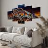 (100X175CM/5PCS) Frame Canvas Print Poster - Denver Downtown night view With American football Neon Broncos badge - City Landscape Wall Art for Home and Office Decor view 3