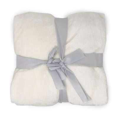 allgala 60x90 Super Soft Flannel Plush Light Weight Throw Blanket-Cream-BLK82522