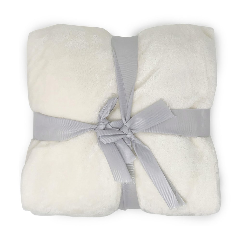allgala 60x90 Super Soft Flannel Plush Light Weight Throw Blanket-Cream-BLK82522
