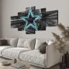 (100X175CM/5PCS) Frame Canvas Print Poster - American football Dallas Field Stadium with Neon Cowboys badge - Original Black and White Sports Wall Art for Home and Office Decor view 3