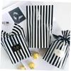 Healvian 100pcs Black and White Stripe Plastic Goodie Bags for Cookies Treats and Snacks Moistureproof Party Favor Wrapping Bags for Birthdays Weddings and Holidays view 4