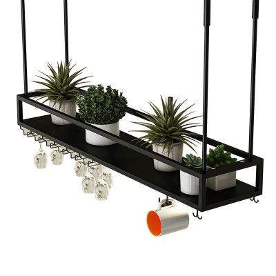 Industrial Shelving Floating Storage Shelves Wine Glass Rack, Wall Mounted Kitchen Bar Shelves Hanging Bookshelf Metal Stand for Plants Flowers, Decorative Display Storage Shelf ( Size : 140x25x21cm )