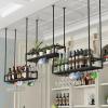 Hanging Wine Glass Rack, Ceiling Kitchen Bar Shelf, Adjustable Height, Metal Floating Wine Glass Holder, Decorative Display Storage Shelving, Metal Stand For Plants Flower ( Size : 60x25x21cm ) view 1