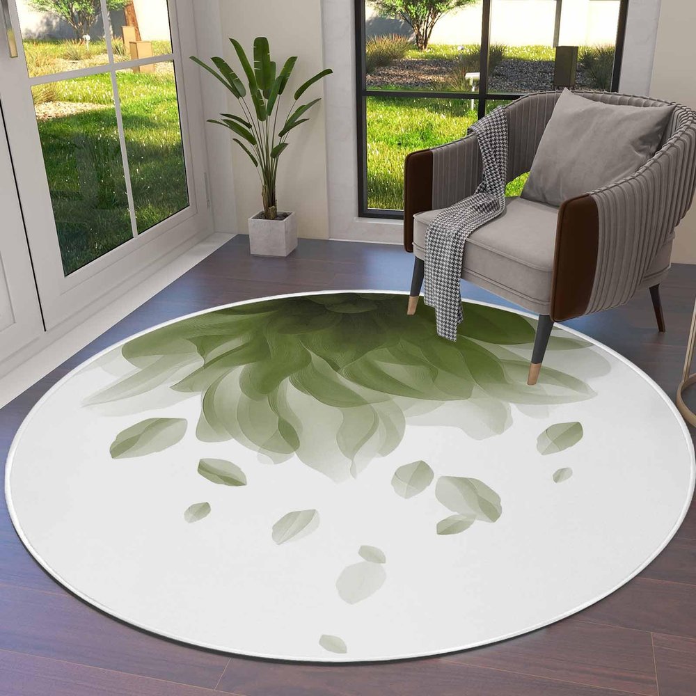 Gradient Sage Green Round Area Rug 3ft,Washable Outdoor Indoor Carpet Runner Rug for Bedroom,Kitchen,Bathroom,Living/Laundry Room,Area+Rug Small Bath Door Desk Floor Mat Minimalist Geometric Solid Art