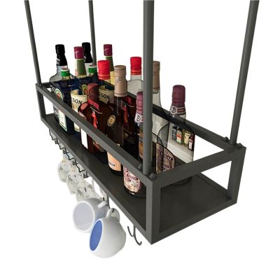 Floating Shelves for Wall Decor Storage, Wall Mounted Kitchen Bar Shelves Hanging Wine Glass Rack, Ceiling Decorative Display Storage Sheving Metal Stand for Plants Flowers ( Size : 120x25x21cm )
