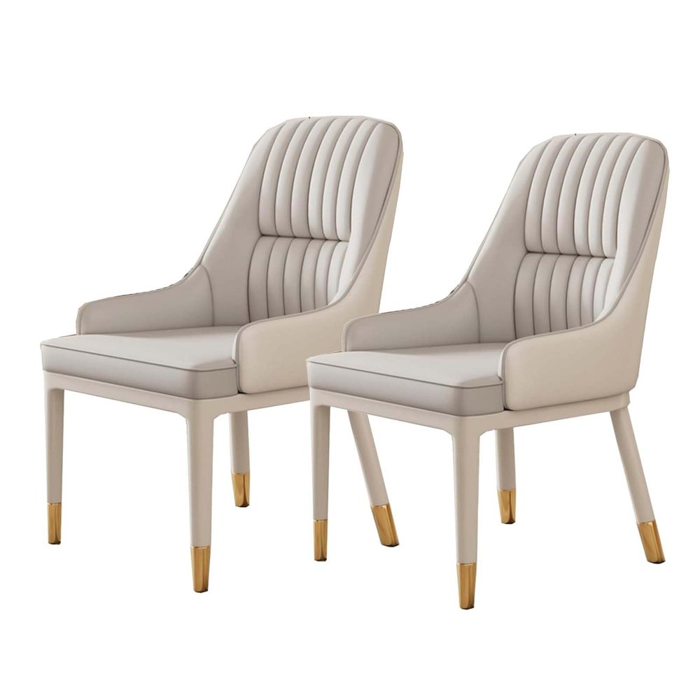 Amunpitic Dining Chair PU Leather Living Room, Living Room Chairs with Backrest, Upholstered Dining Chairs, Chairs for Kitchen, Set of Dining Room Chairs, for Kitchen, Dining (B 2 Pack)