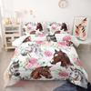 Nttopship Horse and Flower Comforter Set for Girls Kids Horse and Floral 3 Piece Bedding Set Twin Floral Lightweight Comforter Down Alternative with 2 Pillowcases All Seasons view 2