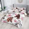 Nttopship Horse and Flower Comforter Set for Girls Kids Horse and Floral 3 Piece Bedding Set Twin Floral Lightweight Comforter Down Alternative with 2 Pillowcases All Seasons view 3