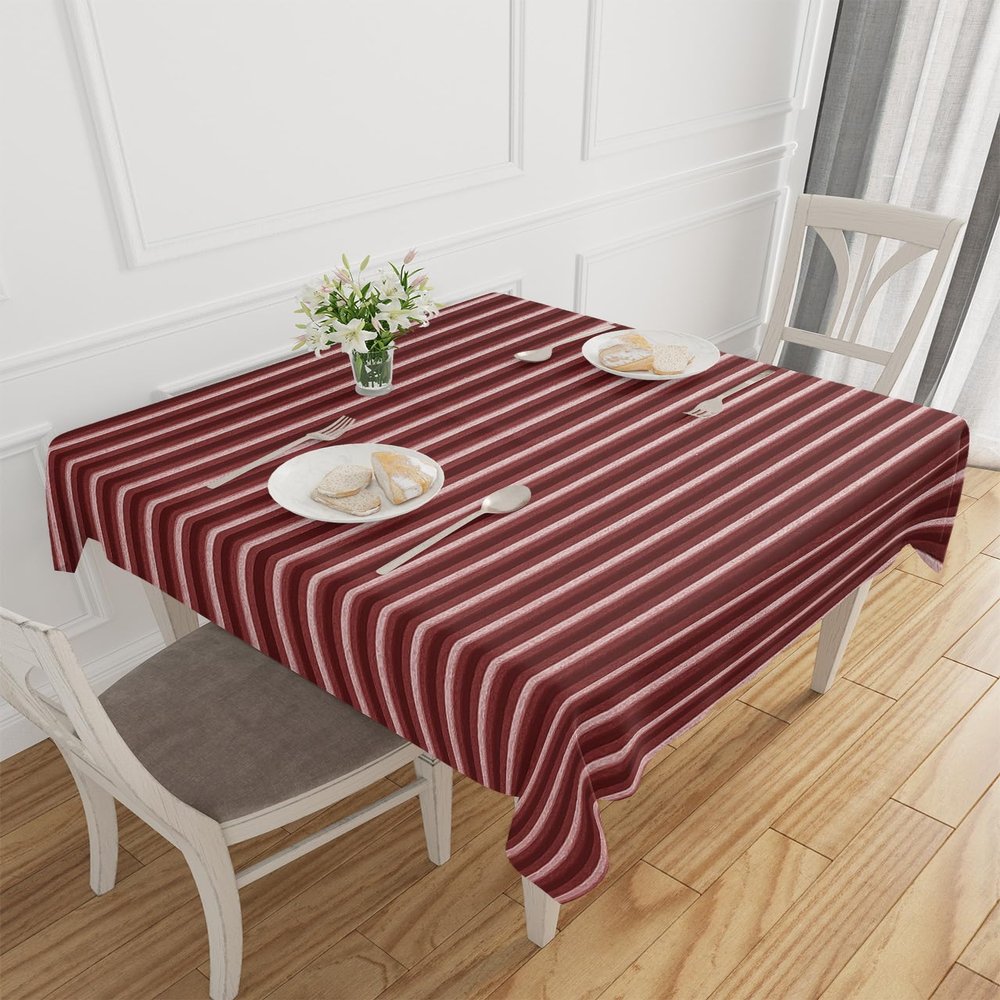 Abstract Red Tablecloth Waterproof for Round/Rectangle/Oval/Square Tablecloth 54x54 in Table Cloth Cover for Fall Baby Shower Christmas Wedding Party, Contemporary Minimalist Gradual Lines