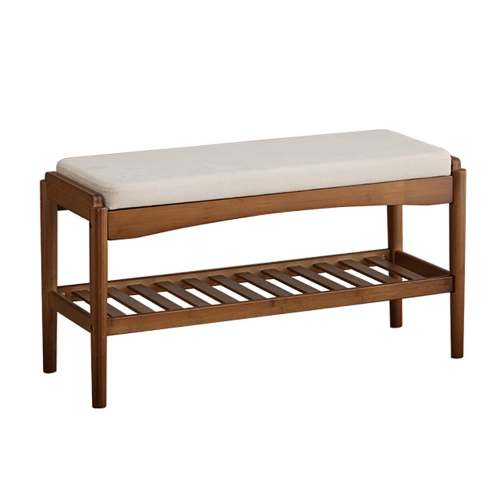 ANram Bamboo Shoe Rack Bench, 3-Tier Shoe Organizer Storage Shelf for Entryway Hallway Bathroom Living Room