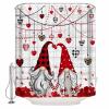 Valentine's Day Shower Curtain for Bathroom 36" x 72", Romance Love Heart Gnome Wood Grain Shower Curtain with Hooks Polyester Waterproof Home Bathtub Decor view 1