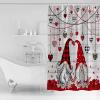 Valentine's Day Shower Curtain for Bathroom 36" x 72", Romance Love Heart Gnome Wood Grain Shower Curtain with Hooks Polyester Waterproof Home Bathtub Decor view 2