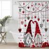 Valentine's Day Shower Curtain for Bathroom 36" x 72", Romance Love Heart Gnome Wood Grain Shower Curtain with Hooks Polyester Waterproof Home Bathtub Decor view 4