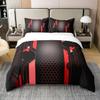 Red Black Honeycomb 100% Duvet Cover Full Size 3 Pcs Modern Simple Geometric Grid Bedding Set for Kids Teens Adults Abstract Stripes Lines Decor Comforter Cover with 2 Pillowcases(No Comforter) view 1