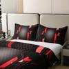 Red Black Honeycomb 100% Duvet Cover Full Size 3 Pcs Modern Simple Geometric Grid Bedding Set for Kids Teens Adults Abstract Stripes Lines Decor Comforter Cover with 2 Pillowcases(No Comforter) view 4