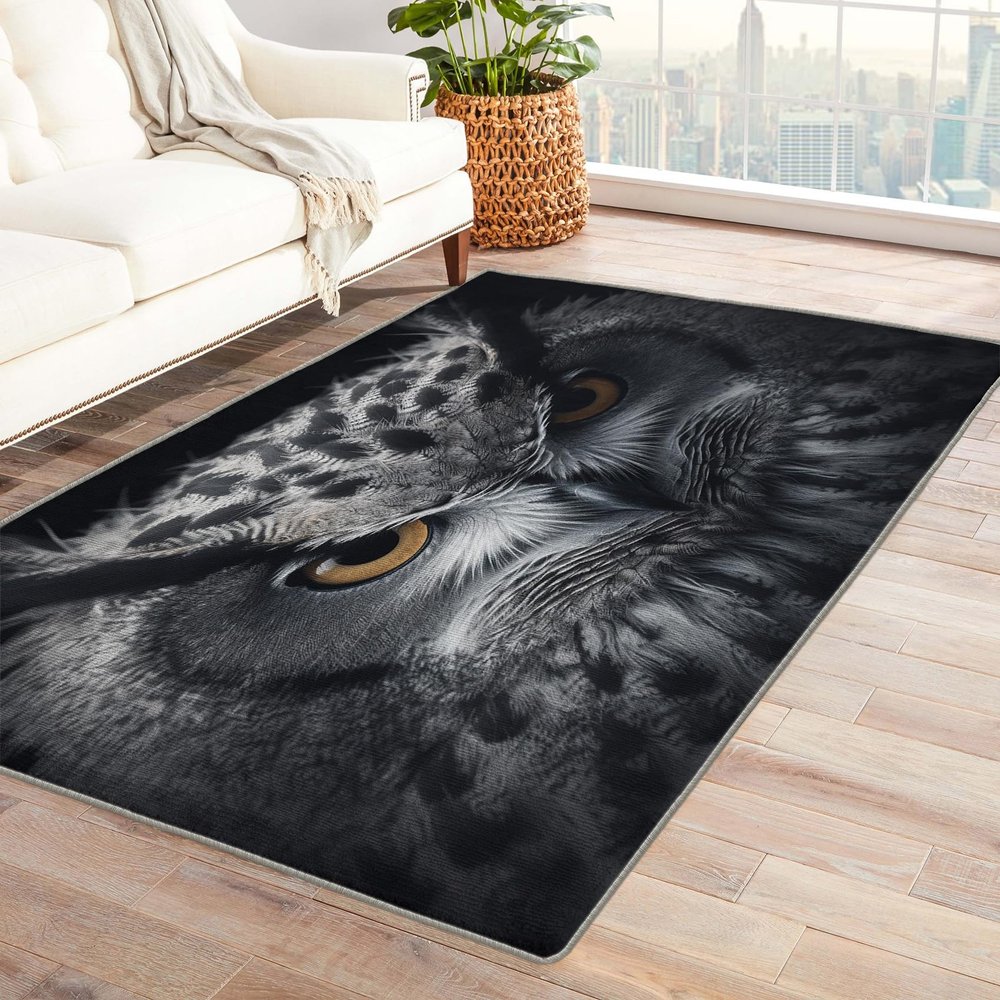 ZDABAOEC Owl Rug, Animal 4x6 Area Rugs, Machine Washable & Non Slip, Owl Patterned Large Rugs for Bedroom Living Room Entryway, Indoor Floor Carpet & Home Decor