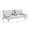 anwickjeff Convertible Folding Futon Sofa Bed with Metal Legs & 2 Cupholders, Modern New Upholstered Couch Loveseat Sleeper, Folding Couches Bed, Removable Armrests for Small Spaces (White) view 2