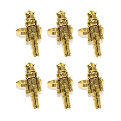 Pack of 6 Nutcrackers Soldier Napkin Rings Christmas Decorations Restaurant Table Decor Vintage Napkin Buckle Holder Christmas Nutcrackers Napkin Rings Set of 6