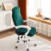 BUniq Plush Stretch Computer Office Chair Cover,Removable Stretchable Universal Desk Chair Covers Rotating Chair (NOT Chair)Solid Color Spandex Slipcover Protective, (M,Green) view 3