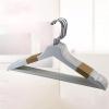 10 Pack White Wooden Hangers, Extra Smooth Finish Suit Hangers, Precisely Cut Notches and Chrome Hook Clothes Hangers for Shirt Coat Jacket Dress view 2