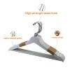 10 Pack White Wooden Hangers, Extra Smooth Finish Suit Hangers, Precisely Cut Notches and Chrome Hook Clothes Hangers for Shirt Coat Jacket Dress view 3