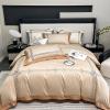 Double Bedding Sets Duvet Cover 4 Pcs Sets King Size Luxury Fluffy Comfy Soft Warm Skin- Friendly Long-Staple Cotton with Zipper Closure and Pillow Case White Gray (Orange King) view 2
