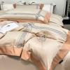 Double Bedding Sets Duvet Cover 4 Pcs Sets King Size Luxury Fluffy Comfy Soft Warm Skin- Friendly Long-Staple Cotton with Zipper Closure and Pillow Case White Gray (Orange King) view 3