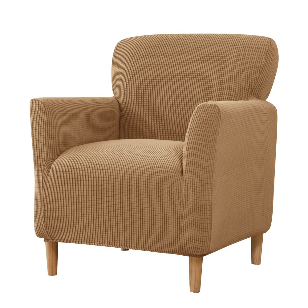 Banquet Armchair Slipcovers, Stretch Chair Slipcover with Arms, Anti Slip Armchairs Single Sofa Covers, Removable Soft Jacquard Arm Chair Cover, Furniture Protector for Living Room(Light Coffee,1pc)