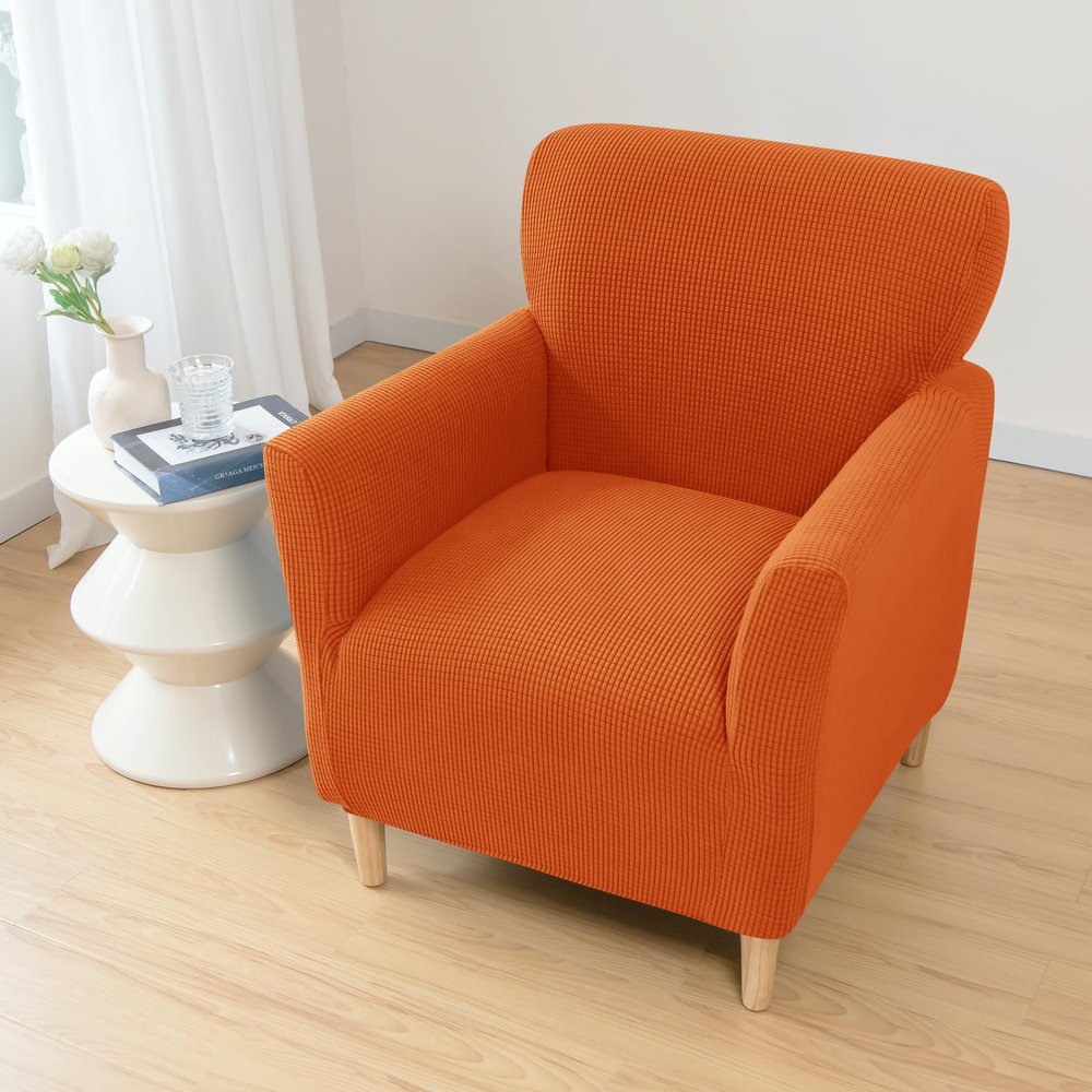 Banquet Armchair Slipcovers, Stretch Chair Slipcover with Arms, Anti Slip Armchairs Single Sofa Covers, Removable Soft Jacquard Arm Chair Cover, Furniture Protector for Living Room(Orange,1pc)