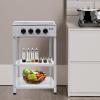 DUTTIETY Gas Stove Commercial Restaurant Kitchen Stand Portable Stove 4 Burner with Support Leg Stand and Wind Blocking Cover Adapter Manual Ignition Camping Stove White/Black (White) view 1