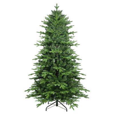 7FT Pencil Christmas Tree, Tall Skinny Christmas Tree with 2515 Branch Tips and Foldable Metal Stand, Slim Christmas Tree for Home, Office, Shops, Hotels Decoration (Green)