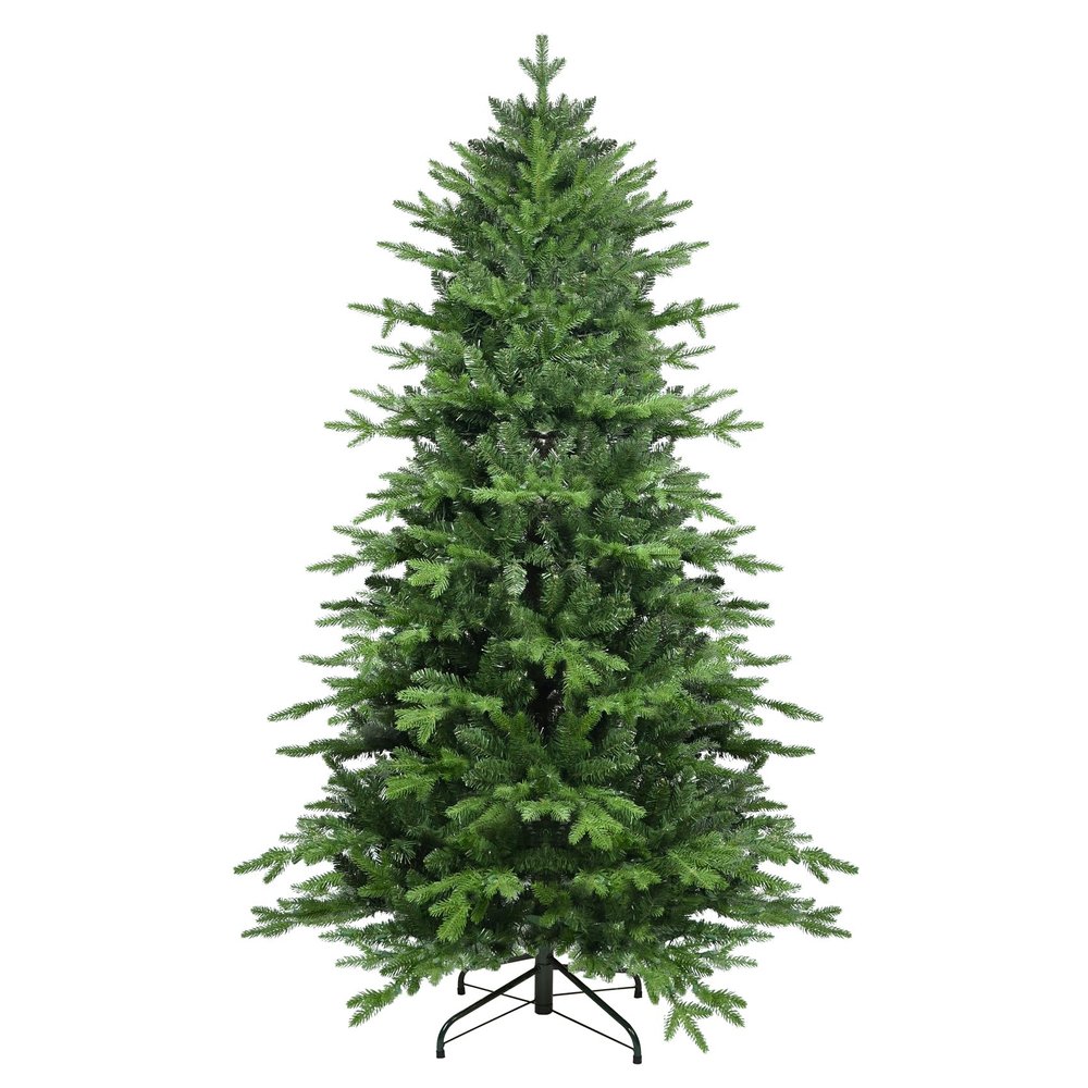 7FT Pencil Christmas Tree, Tall Skinny Christmas Tree with 2515 Branch Tips and Foldable Metal Stand, Slim Christmas Tree for Home, Office, Shops, Hotels Decoration (Green)