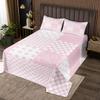 Manfei Pink Plaid Bedspread Queen Size, Paisley Floral Heart Print Quilted Coverlet with 2 Pillowcases, Lattice Patchwork Coverlet Set 3pcs for Kids Girl Room Decor, Soft Polyester Bedding Quilt view 1